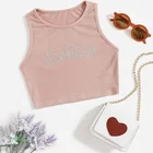 Tank Women Women Crop Tops BILLIONS Wholesale Crop Tank Tops Rhinestone Print Women Ribbed Tank Top