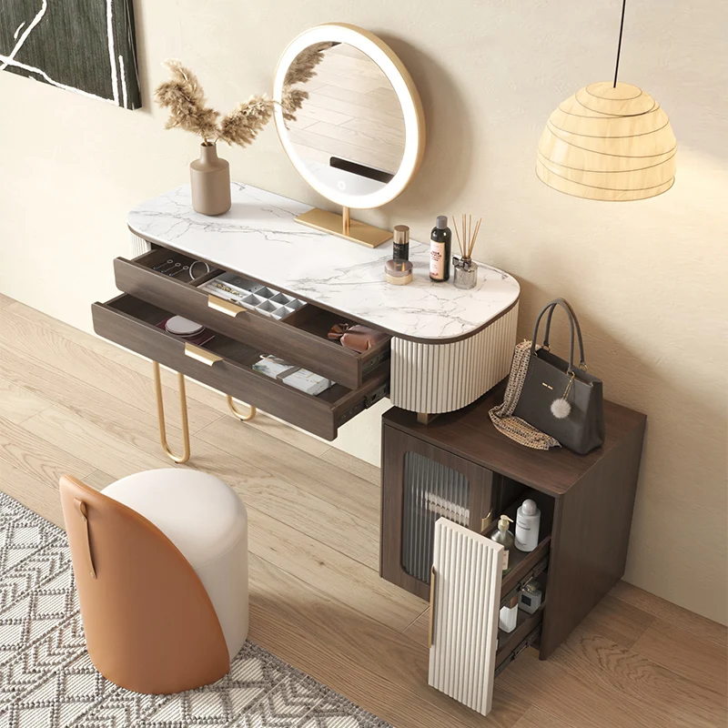 Home Furniture Modern Bedroom Metal Legs Storage Makeup Dresser Wood Dressing Table
