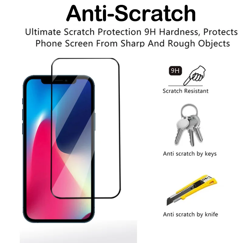 Screen Protector For iPhone 12 mimi 12 11 Pro Max XS XR XS MAX 7 8 Plus 9H Hardness Anti Scratch Tempered Glass