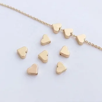 custom wholesale sterling silver heart charm bangle bracelet beads yellow gold filled charms for jewelry making decoration