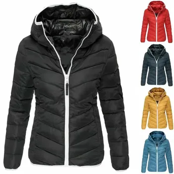 Winter Warm Women's Quilted Hooded Slim Jacket Padded Coat For Ladies