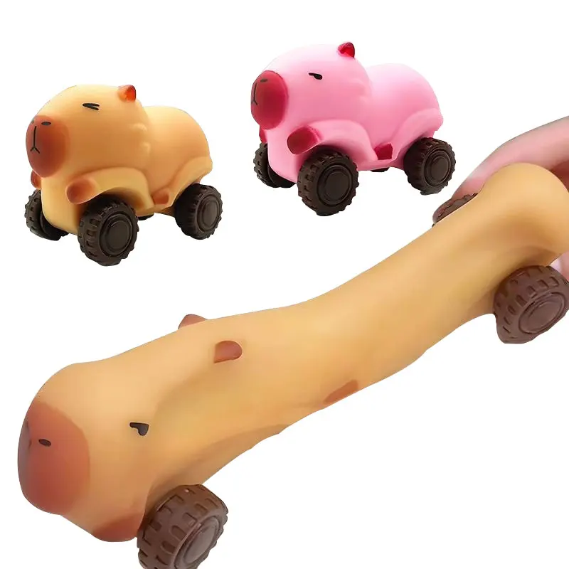 Wholesale Cheap Price Pulling and tugging Mini Car Cute TPR Stress Relief Caviidae Animal Vehicle Toys  Fidget Decompress Toy