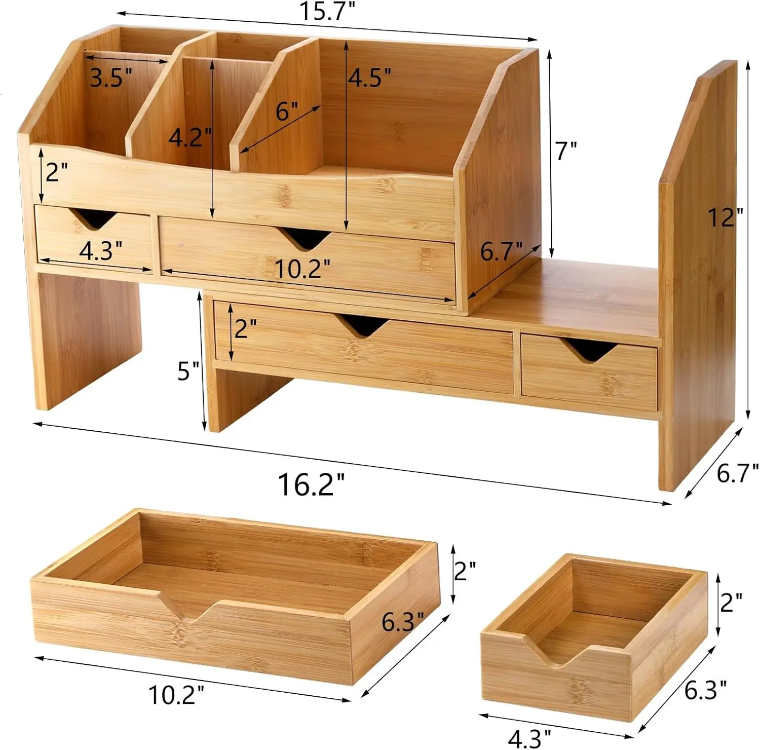 product bamboo desk organizers with adjustable file holder mini desk drawer tabletop organization box with 4 drawers for home office-0