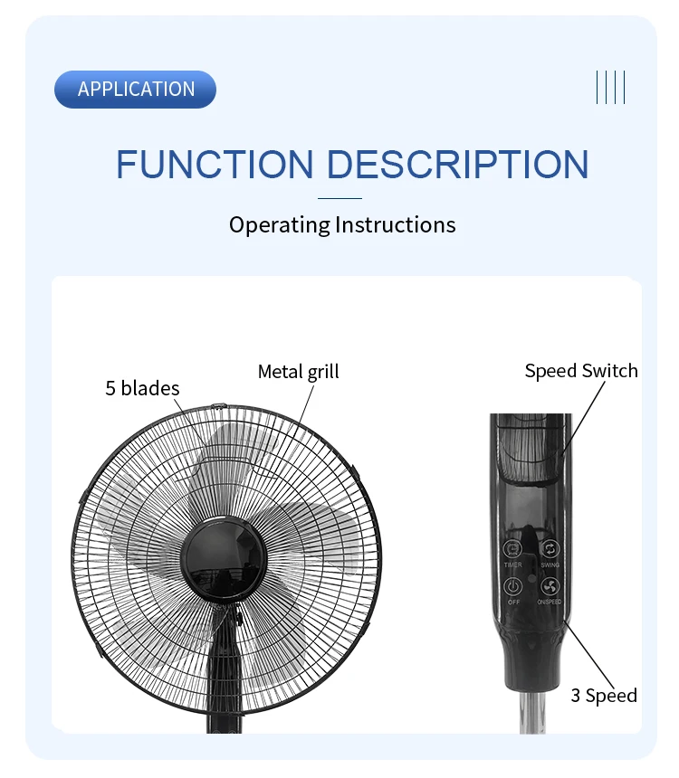 Quality Stand Electric Fan, Portable, Metal - detail 14
