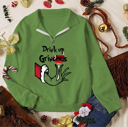 Christmas Sweatshirt Green Printing Casual Fashion Autumn And Winter Cartoon Funny Long Sleeved Pullovers