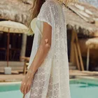Women's Crochet Women Women's 2021 New Swimwear White Cover Up With Tassels Crochet Fabric Dress Swimwear