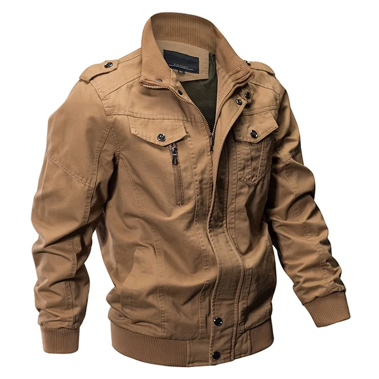 High Quality Men's Fall Spring Cargo Thin Jacket with Chest Pockets Workwear Cotton Parka Jacket Workwear