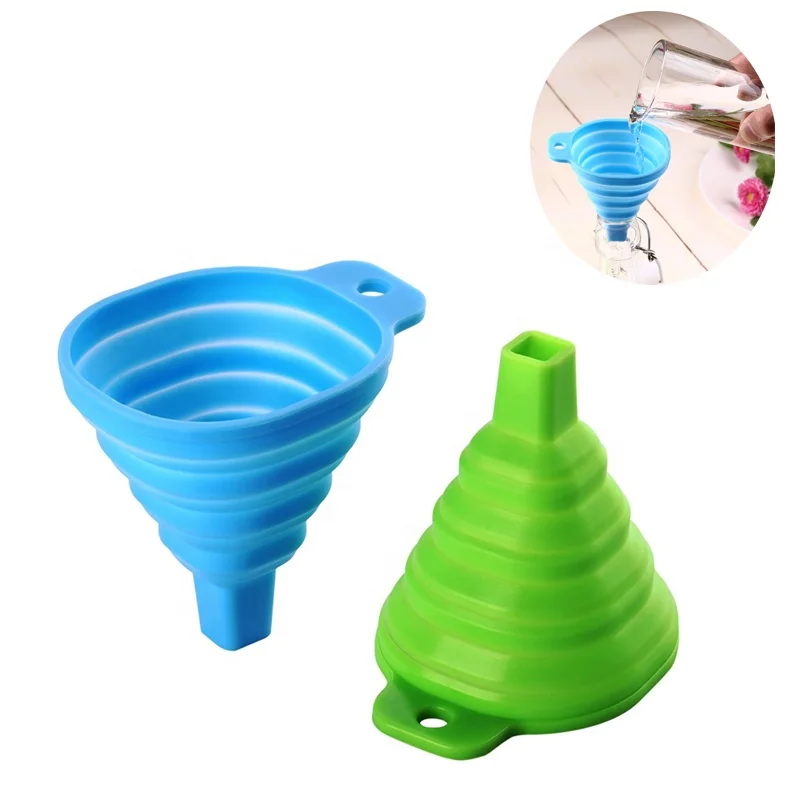Custom Silicone Collapsible Funnel Silicone Foldable Kitchen Funnel for Liquid/Powder Transfer