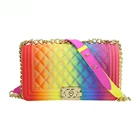 Luxury Hand Bags 2020 Hot Sale Luxury Rainbow Purse Chain Lady Candy Jelly Hand Bags Crossbody Women Purses