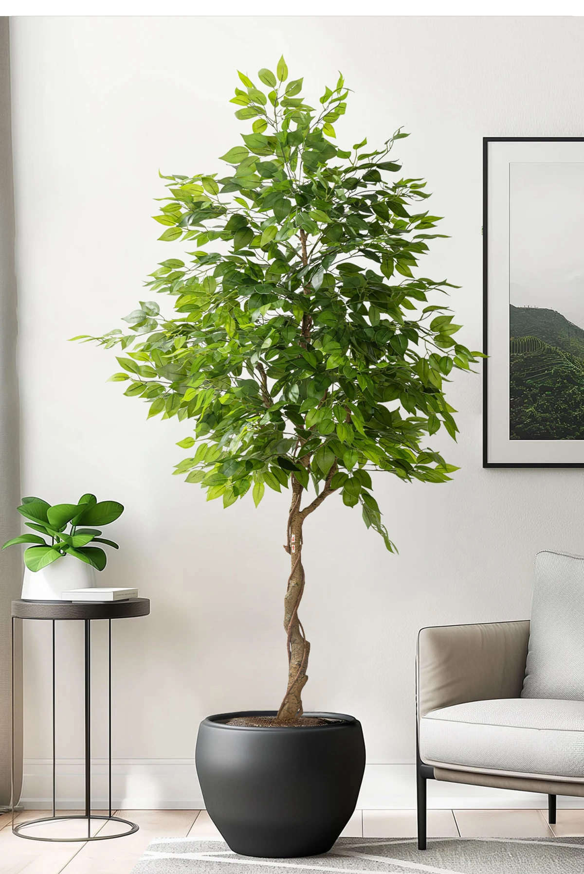 Home Outdoor Artificial Bonsai Plastic Ficus Religiosa Tree Green Indoor Christmas Space Decor High-quality Simulation Greenery supplier