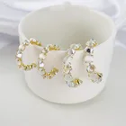 Earrings Wholesale New Arrival Gold Plated Dainty Opal Rhinestone Stone C Hoop Earrings Jewelry For Women