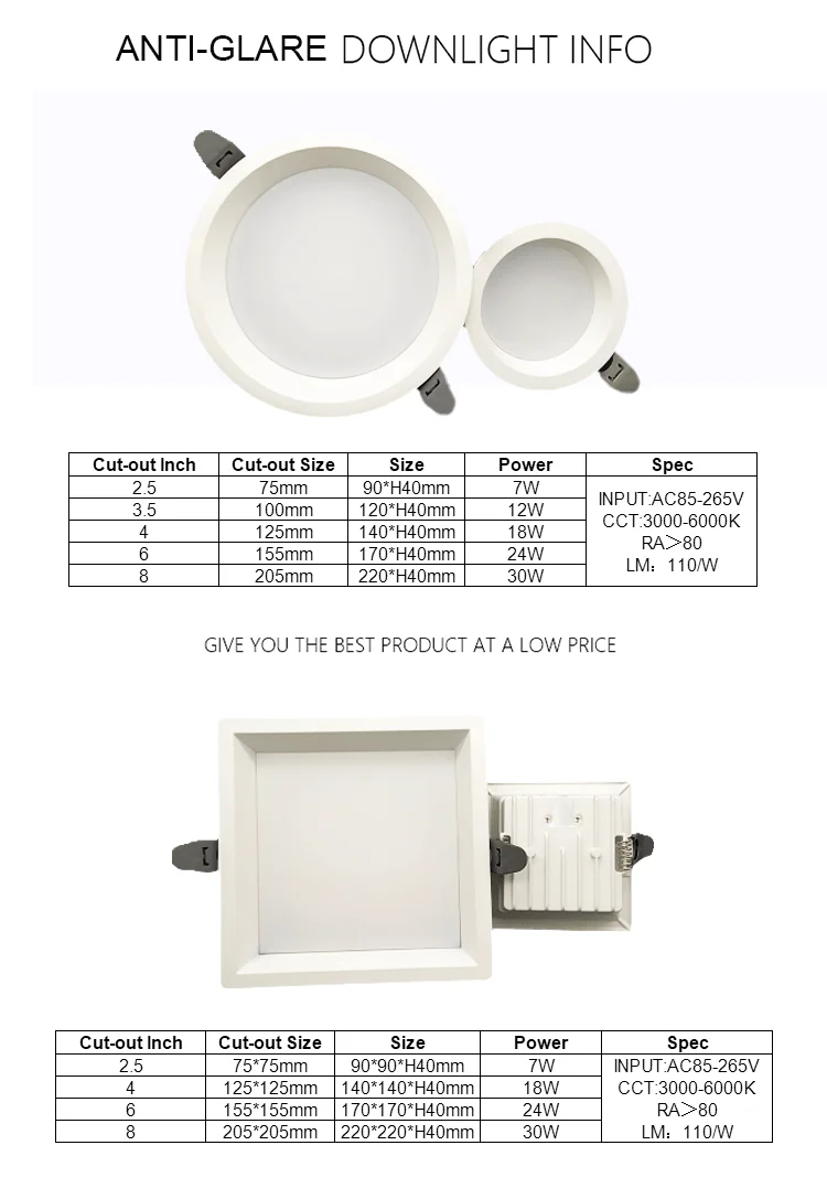 High Quality Fireproof 7W 12W 18W LED Ceiling Light Anti glare Hidden Gu10 Trimless Recessed Down Light For Hotel Downlights