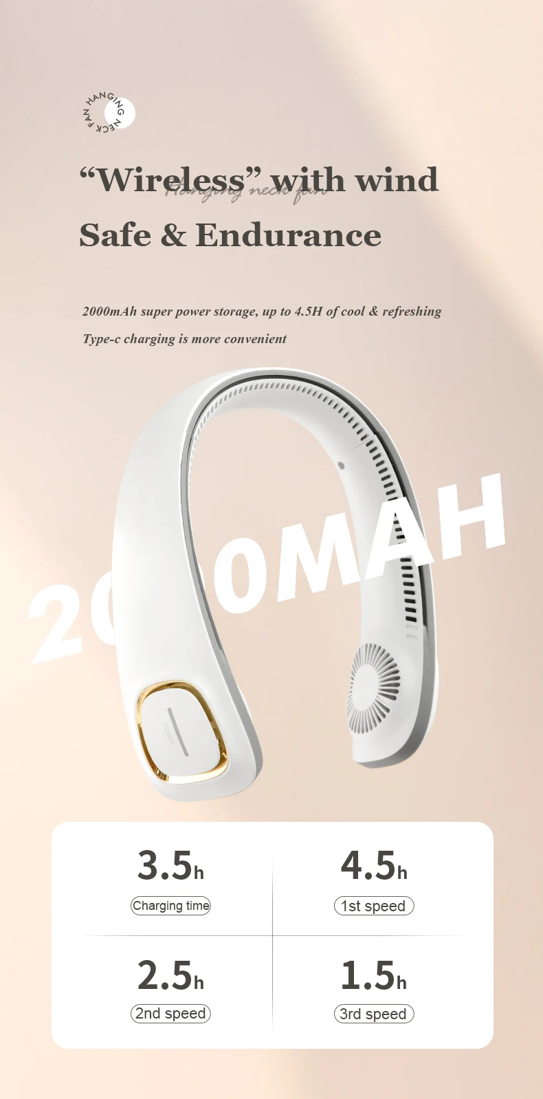 Hanging Neck Fan, Portable, 5, Battery - detail 6