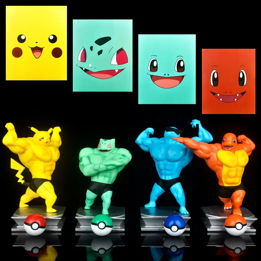 Style Gk Muscle Pokemoned Figures With Fitness Equipment Gengar Pika