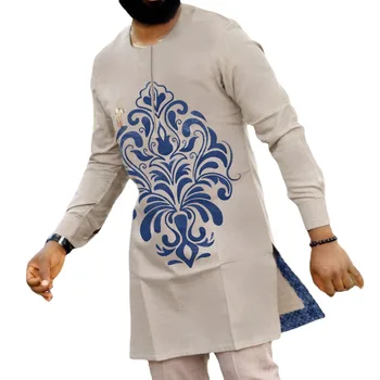 Latest Saudi Arabia Long Sleeve African American French style wholesale men shirt & suit of Islamic ethnic men clothing