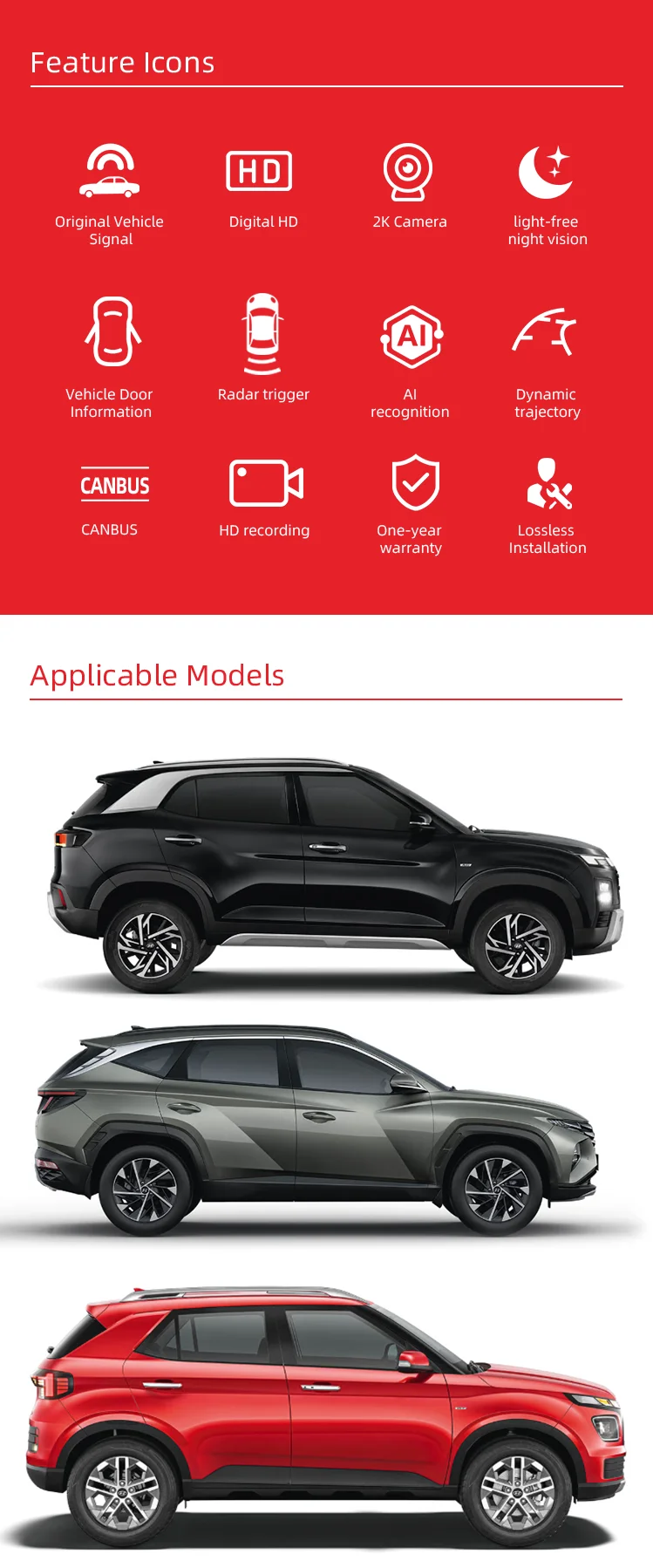 Wemaer 360 Degree Bird View Rear Car Panoramic Camera System AHD for Hyundai Creta Venue Exter Alcazar Tucson manufacture