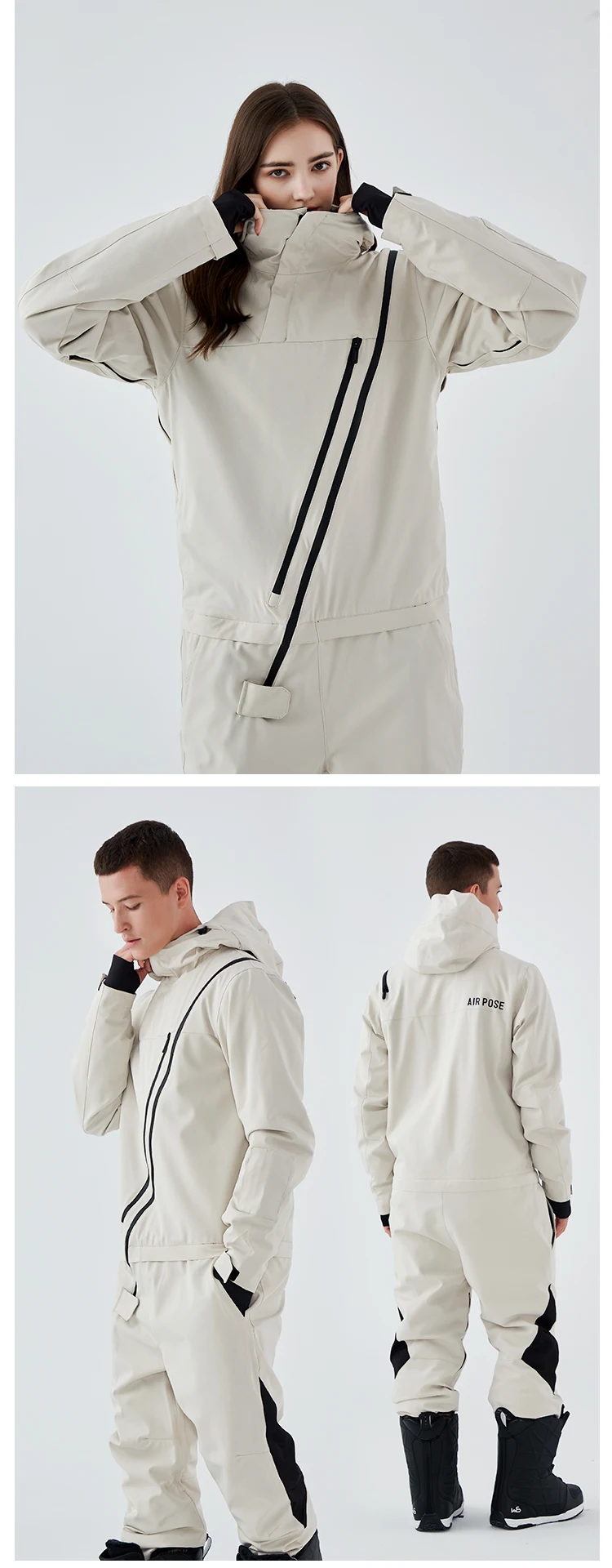 Ski Overalls Women Korea Design Skiing One Piece Set Snowboarding Men