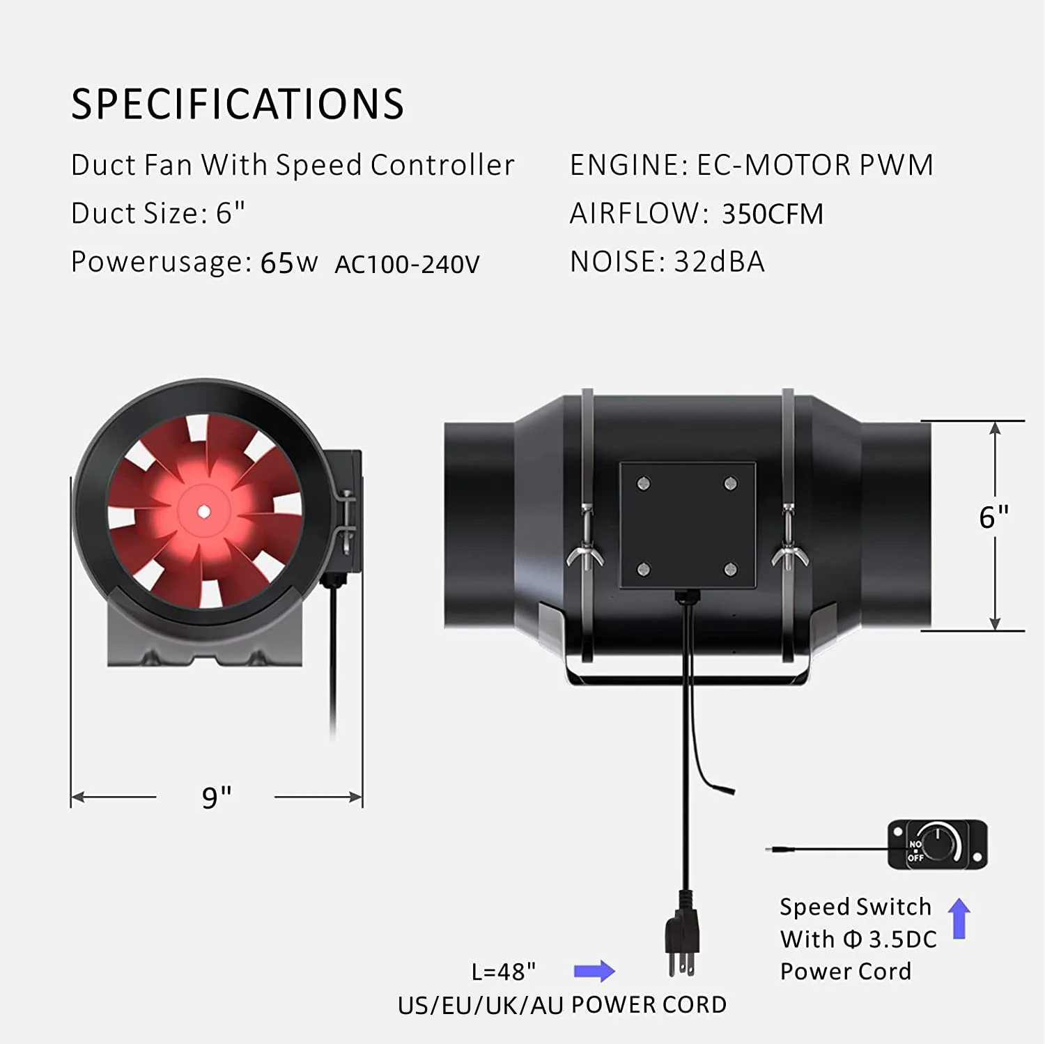 Inline Duct Fan, 4", 6", 8" - detail 20