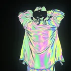 Coat Coat And Coat Dazzling Color Reflective Trench Coat European Size Loose Cape Laser Luminous Long Jacket