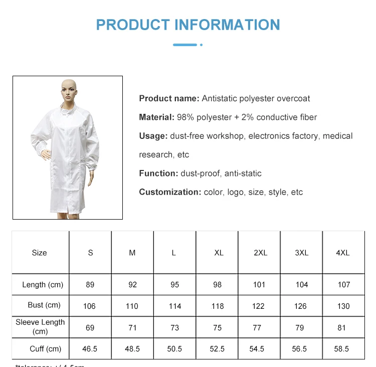 Oem Antistatic Esd Cleanroom Garment High Temperature Sterilization