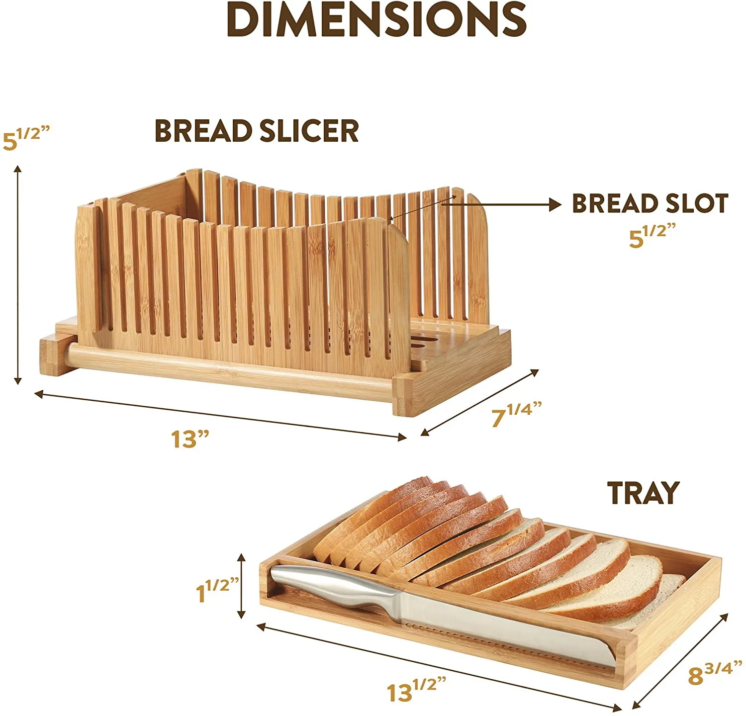 2021 NEW Bamboo bread slicer foldable cutting board with knife set, baking supplies