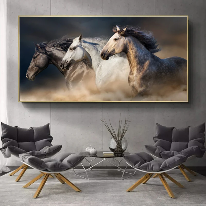 Three Running Horses Canvas Art Painting Animals Wall Art Poster Picture  For Living Room Home Decor Cuadros Wall Print Paintings - Buy Canvas  Painting,Art Print,Decor Painting Product on 