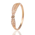 Bracelet Hollow Salix Leaf Chunky Bracelet Zircon Inlaid Jewelry Gift First Choice