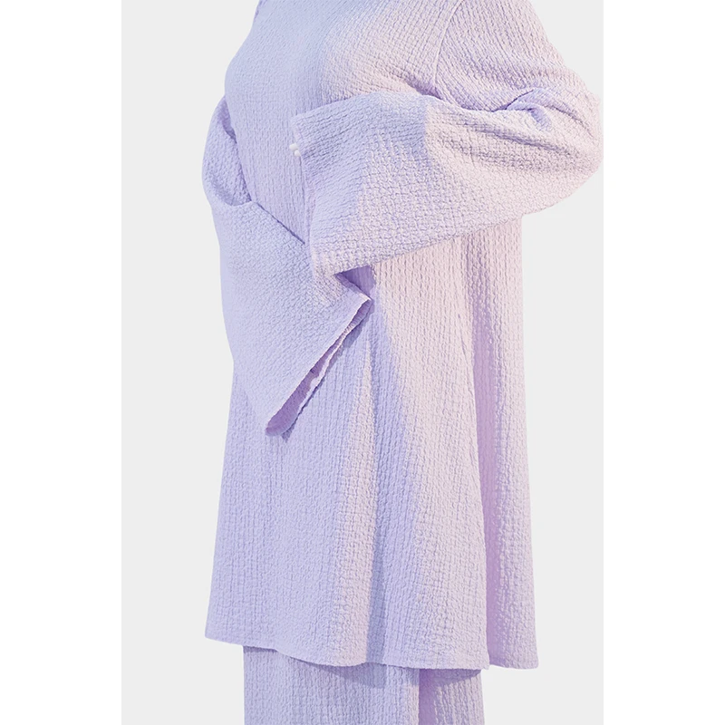Middle East Pleated Embossed Fabric Cape Style 2pcs Breathable Modest Set Luxury Abaya Muslim Abaya Dress details