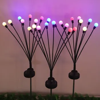 8LED Solar Powered RGB Firefly Garden Lamp IP65 Waterproof Outdoor Decoration DC Power for Path & Landscape Lighting