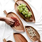 New Arrival Old Wood Leaf Shape Sushi Plate Party Plates Eco Friendly Food Plate Custom Acacia Wooden Dish