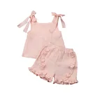 Set Girls Sets Boutique Baby Clothing Set Summer Sleeveless Hot Sale Ribbed Newborn Toddle Outfits Girls Sets