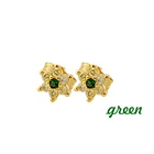 Shape Jewelry 24K Real Gold Plated Brass Stud Earring Flower Shape Inlaid Shiny Zircon Islamic Jewelry
