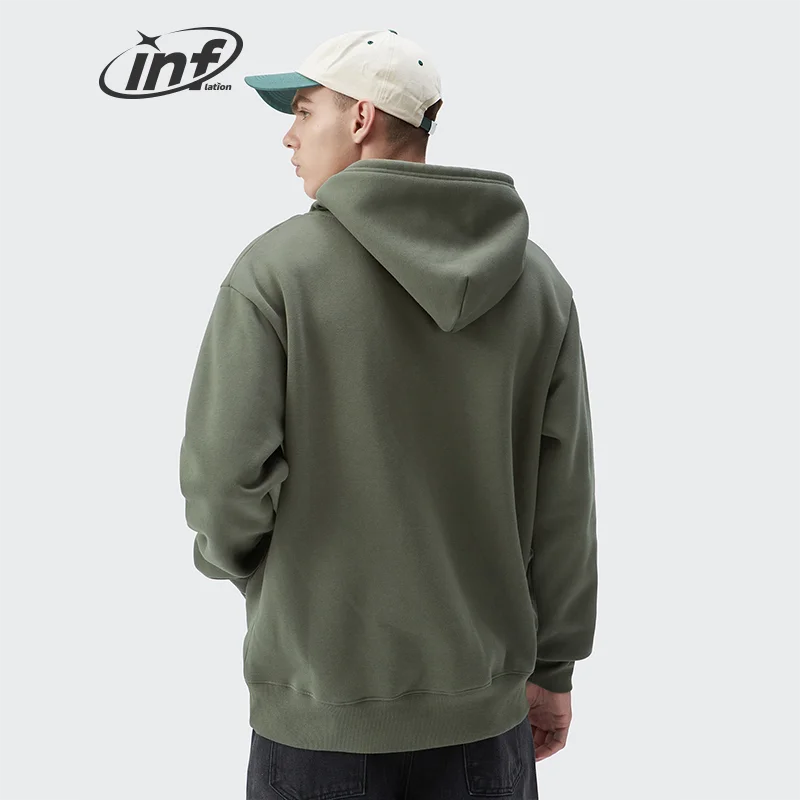 INFLATION Fleece 350G Blank Lined Hoodie Thick Printed Logo Oversize Customized Hoodie