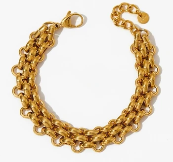 Melynn fashion chunky bracelet 316 stainless steel chain bracelet 18k gold plated bracelet for women