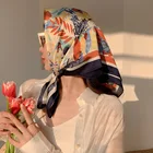 Vintage Silk RARA 70*70CM Vintage French Fashion Women Girls Square Silk Head Scarves Hijab Scarf