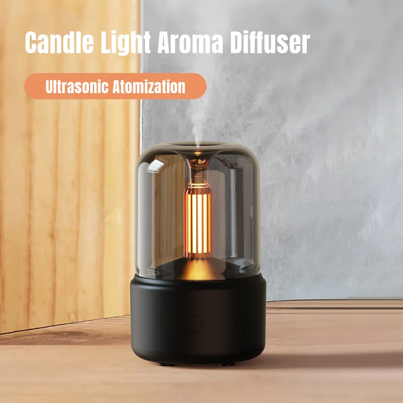 Flame Air Diffuser Candlelight Humidifier 120ml Portable Essential Oil Diffuser Waterless Auto-Off Aroma Diffuser