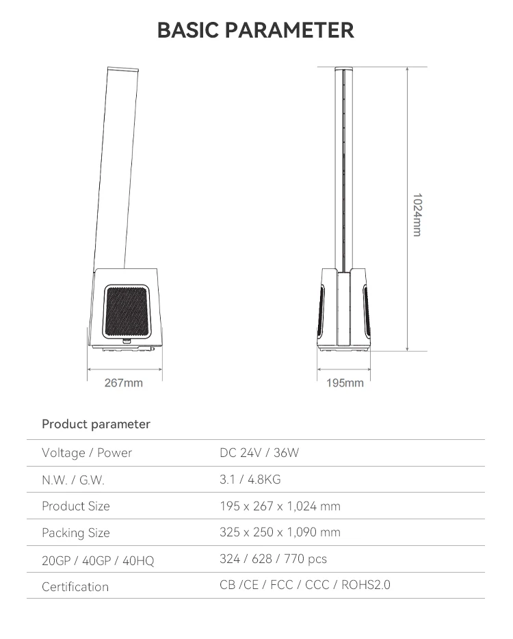 Tower Fan, 36W, Plastic - detail 26