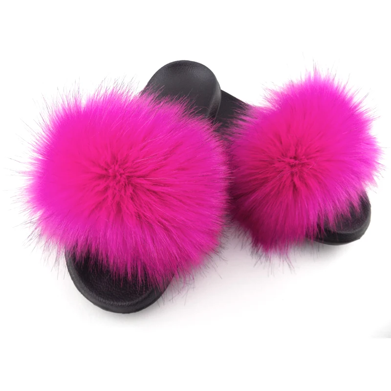 cheap faux fur slides