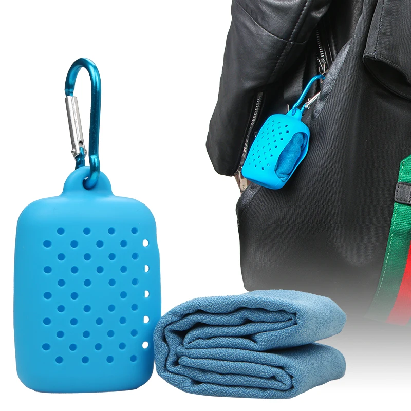 Quick-dry Towel Outdoor Quick Drying Towels Silicone Case Microfiber For Outdoor 