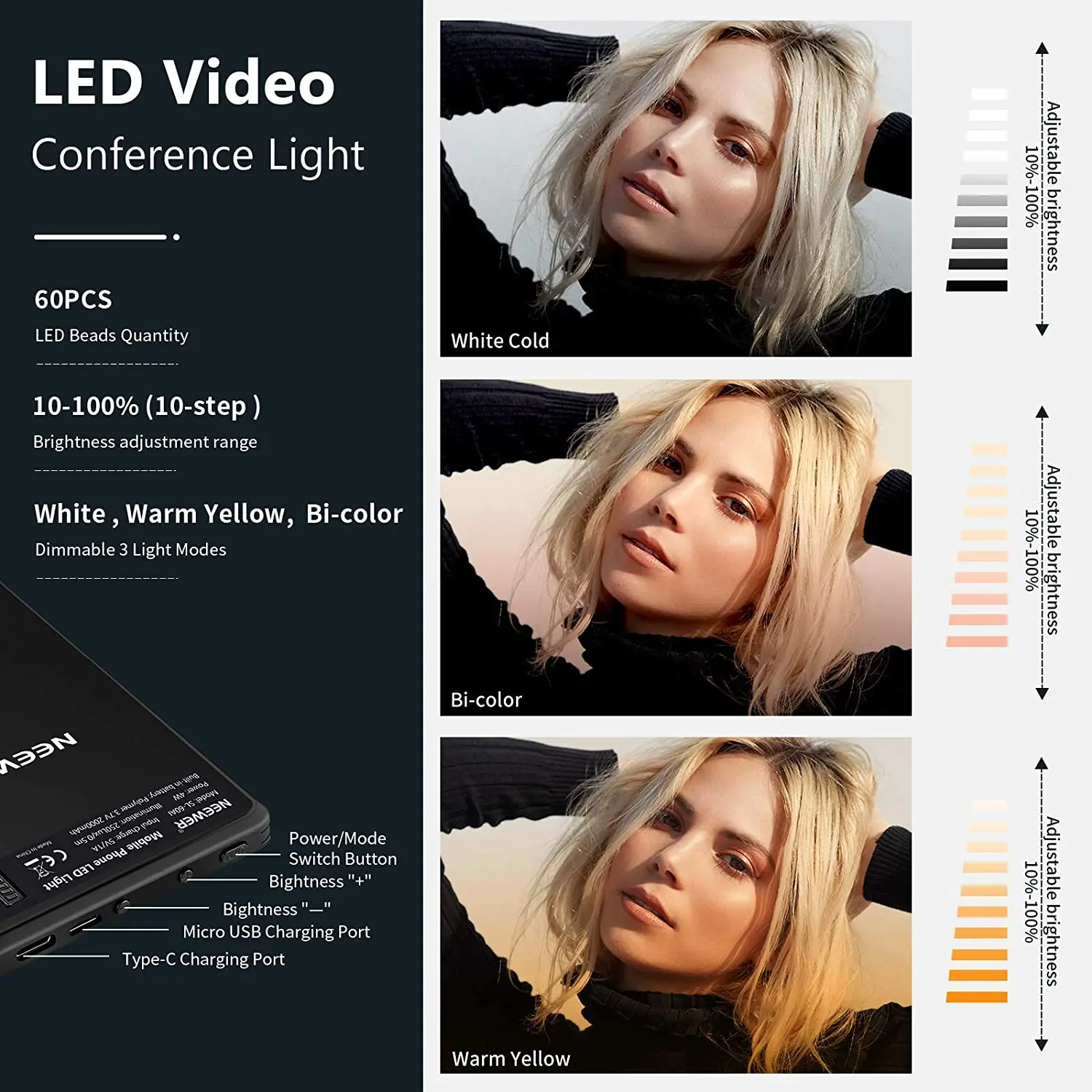neewer basic 5 ring light for video conference lighting