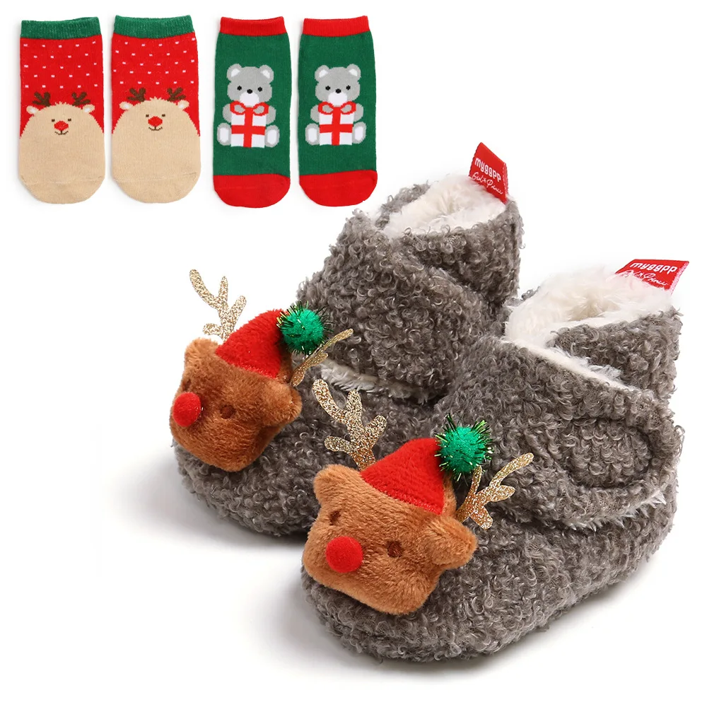3 Pack Set Lovely Holiday Infant Newborn Girls Headband Gift Socks Christmas Baby booties