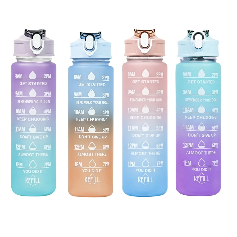 Wholesale Custom Logo Plastic Mug Sets With Handle Eco-friendly Wheat Straw Sport Water Bottles