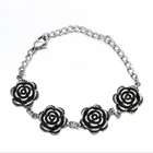 Silver Bracelet DEXRLO Fashion Stainless Steel Adjustable Rose Retro Silver Women Bracelet