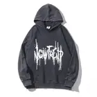 Grey Hoodie 2021 Fashion Uk Mens Grey Acid Wash American Vintage Print Hoodie Oversized