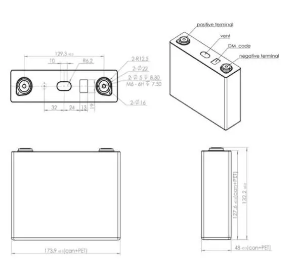 증명되는 3.2v100ah Lifepo4 세포 리튬 이온 오토바이 건전지 2.35KG MSDS 0