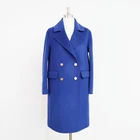 Spring Coat Spring And Autumn Winter Long Suit Collar Cuffs Slit Lake Double Breasted Ladies' Trench Royal Blue Coat