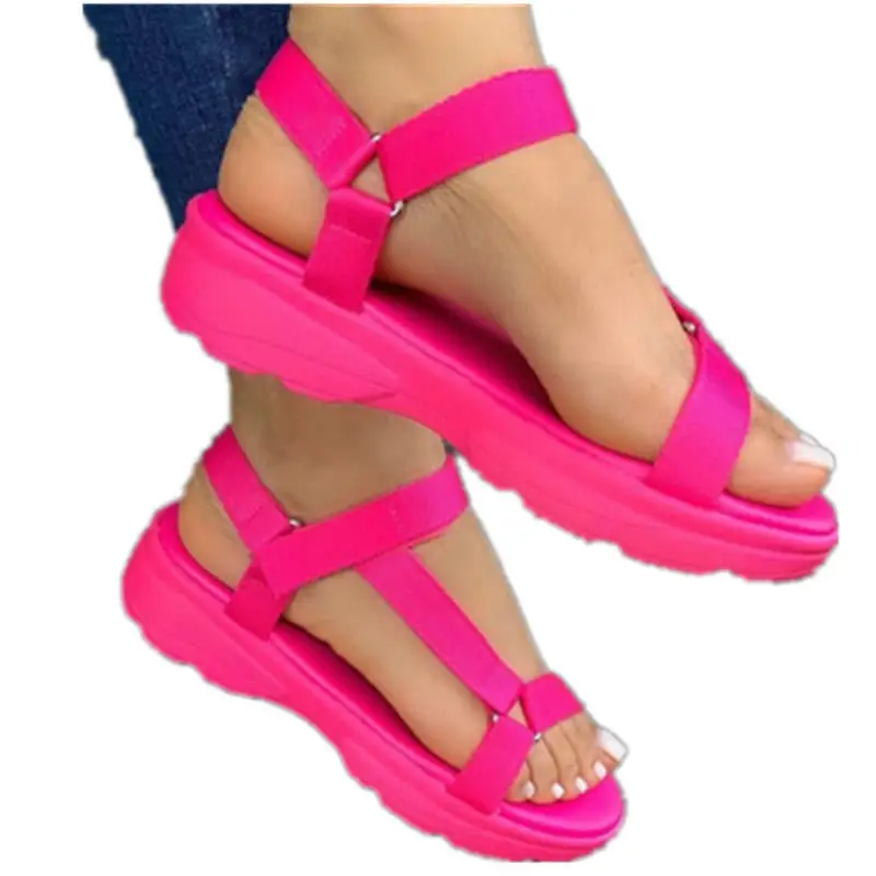2024 Women's large size sandals summer new thick bottoming color combination convenient and comfortable beach sandals