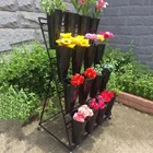 Flowers Stand Bouquet Shelf 3 Tier Metal Plant Artificial Flowers Display Stand With Buckets