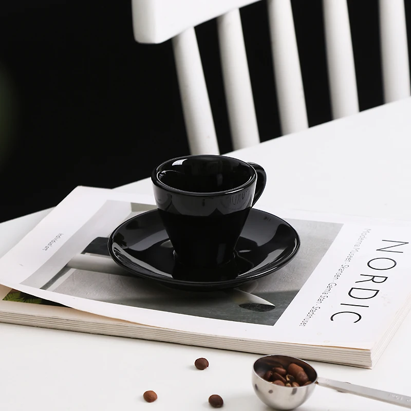 Manufacturers 75ml Reusable Porcelain Ceramic Cappuccino Espresso Latte Mug Handmade Small Modern Cafe Coffee Tea Cups details