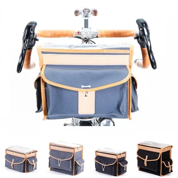 New Design Bicycle Handlebar Bags High Quality Bicycle Frame Bag & Boxes Unique Style Leather And Cotton Bike Pannier Bag